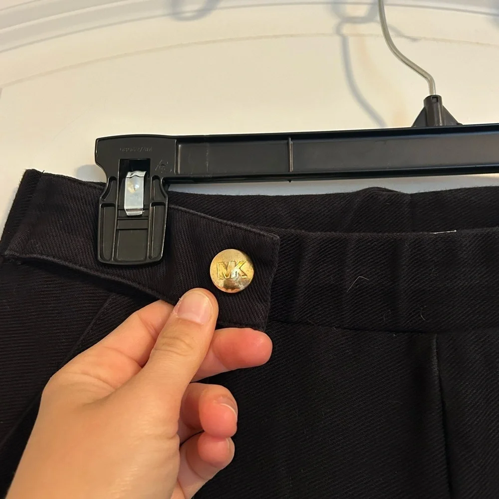 Michael Kors Black skinny leg Trousers with gold buttons